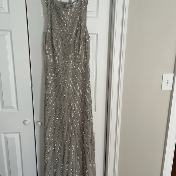 Silver, sequined formal dress - Picture 4 of 5